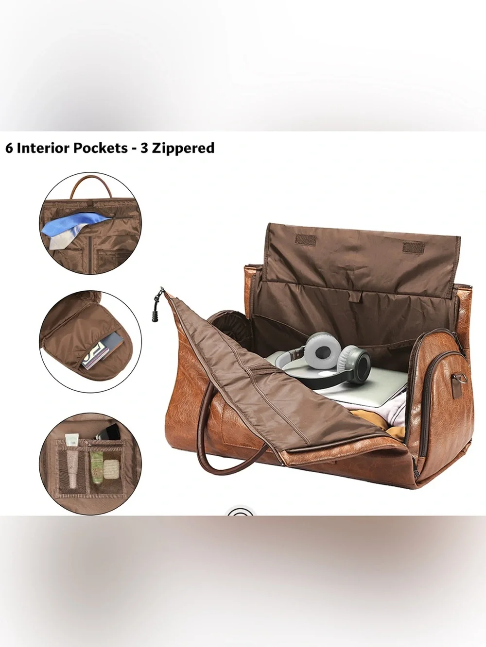 Stover Brown Leatherette Garment Suit Bag